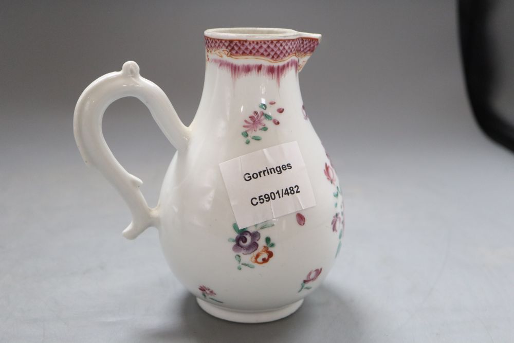 A Chinese export famille rose jug, height 14cm